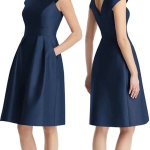 Cap Sleeve Pleated Cocktail Dress